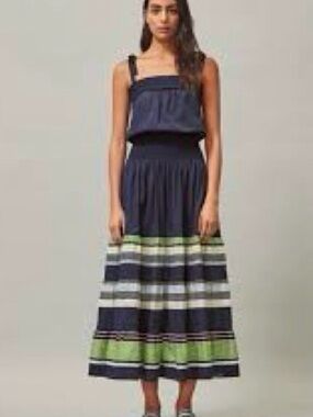 Tory Burch Striped Navy Maxi Dress (size S, brand new)